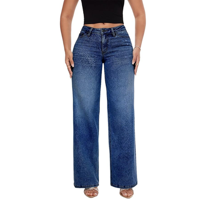 Mid-Low Rise Wide Leg Jeans